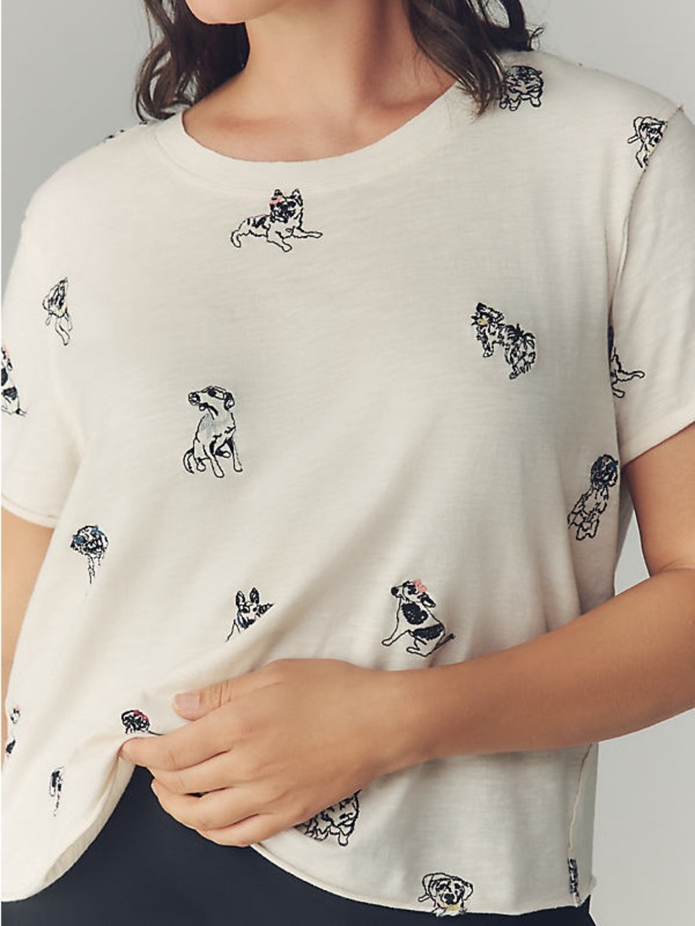 NWT Maeve Anthropologie Caitlin Boxy Tee Dog Print Small